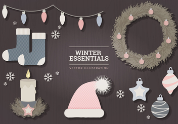 Pastel Winter Essentials Vector Illustration - Kostenloses vector #335449