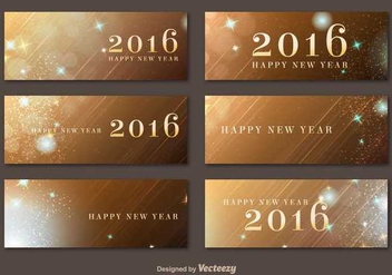 Happy New Year 2016 Golden Banners - бесплатный vector #336589