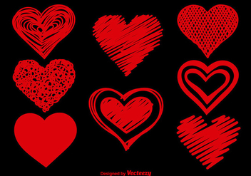 Doodle hearts set - vector gratuit #337179 
