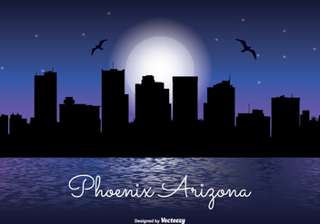 Phoenix Arizona Night Skyline - Free vector #337979