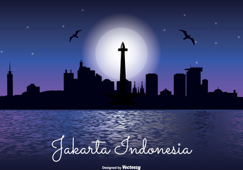 Jakarta Indonesia Night Skyline - Free vector #338159