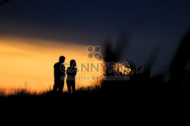 Silhouette of couple at sunset - Free image #338549