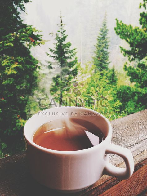 Cup of hot tea on balcony - image #339209 gratis