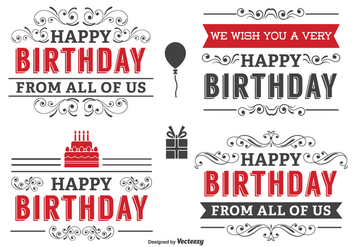 Typographic Birthday Label Set - vector gratuit #339419 