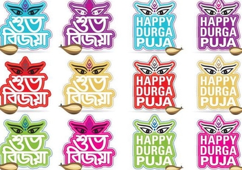 Happy Durga Puja Titles - Free vector #339509