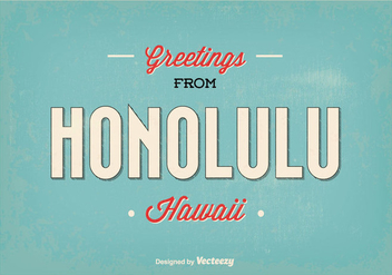Retro Style Honolulu Greeting Illustration - бесплатный vector #341619