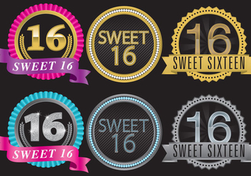 Sweet 16 Badges - vector gratuit #342639 