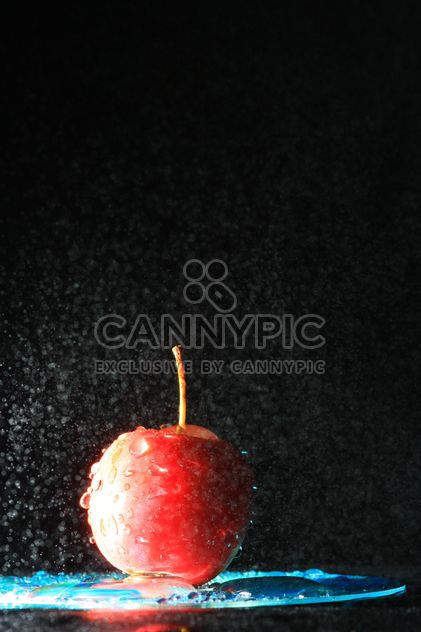 Red apple in water splash on black background - Free image #344559