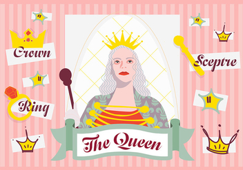 Free Minimal Queen Character Vector Background with Various Elements - Free vector #345269