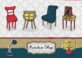 Free Hand Drawn Furniture Vector Background - vector gratuit #346059 