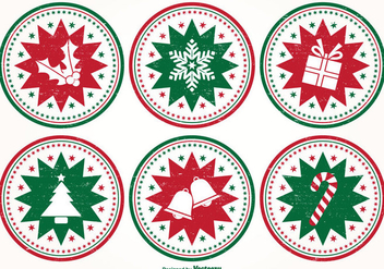 Distressed Style Christmas Stamp Set - бесплатный vector #347599