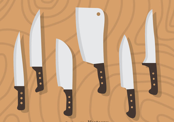 Knife Sets On Wood Vector - Free vector #352019