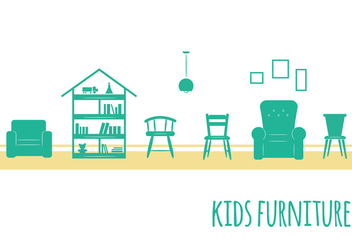 Kids Furniture Icons - vector #352629 gratis