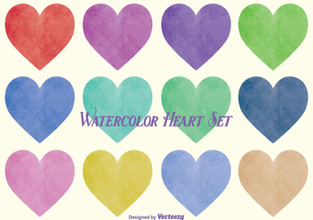 Watercolor Style Vector Heart Set - бесплатный vector #352799