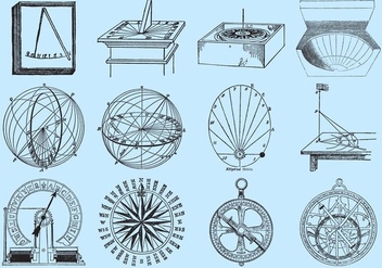 Old Style Drawing Sun Dials - vector gratuit #352989 