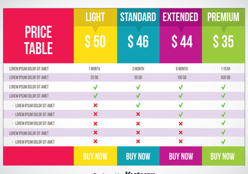 Pricing Table Vector - Free vector #353319