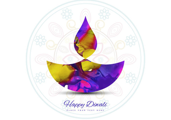 Watercolor Diwali Diya On Rangoli - бесплатный vector #354889