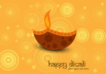 Decorative Diya On Diwali Card - Kostenloses vector #354899