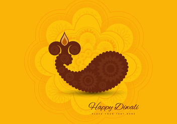 Paisley Diwali Diya - vector gratuit #355099 