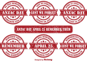 Anzac Day Vector Grunge Stamps - Free vector #355629