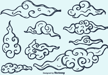 Hand Drawn Chinese Clouds Vectors - vector gratuit #355749 