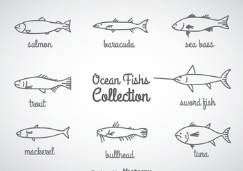 Ocean Fish Linear Icons Vector - Kostenloses vector #357969