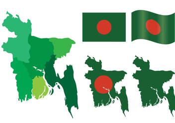 Bangladesh Map and Flag Vector Set - vector gratuit #358039 