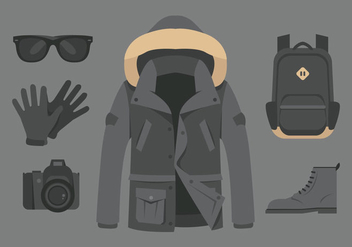 Vector Gray Raincoat and Accessories - Free vector #358639