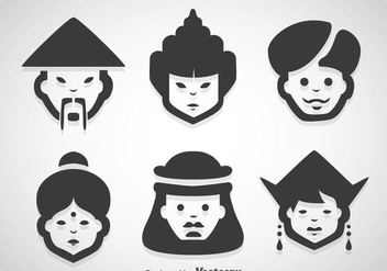 Asian People Character Vector Sets - vector gratuit #361049 