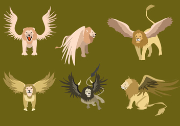 Winged Lion Illustration Vector - Free vector #361409