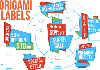 Free Super Sale Origami Vector Labels - Kostenloses vector #362479