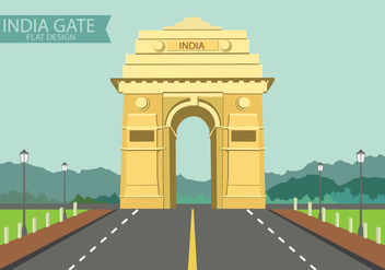 India Gate on Flat Design - vector gratuit #362849 