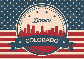 Retro Style Denver Skyline Illustration - Kostenloses vector #362869