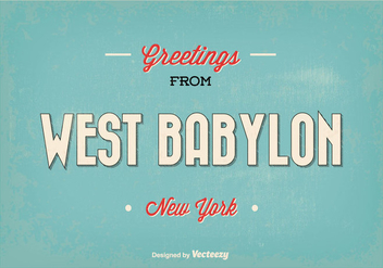 Retro West Babylon New York Greeting Illustration - бесплатный vector #364169