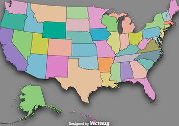 Vector Colorful State Outlines/Vector Map Of The USA - vector #365279 gratis