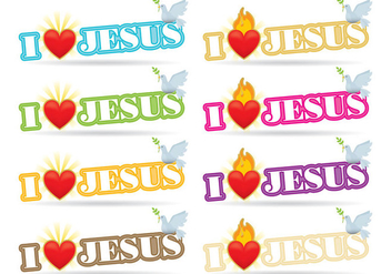I Love Jesus Sacred Heart Vectors - Kostenloses vector #367119