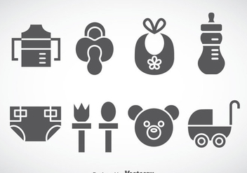 Kids And Baby Stuff Grey Icons Vector - бесплатный vector #368349