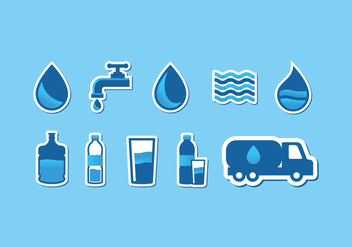 Agua Water Icon Set - vector #368369 gratis