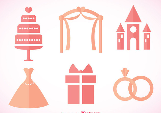 Wedding Pink Icons - Free vector #371329