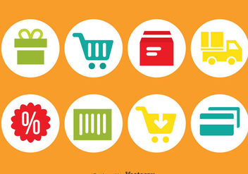 Online Shopping Circle Icons - бесплатный vector #373629