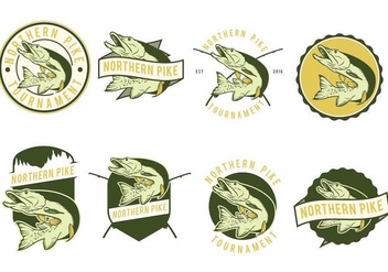 Pike Fish Badges - vector gratuit #373789 