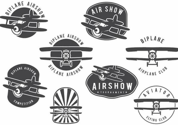 Biplane Badge Set - vector #375189 gratis