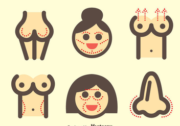 Woman Plastic Surgery Icons - Free vector #377569