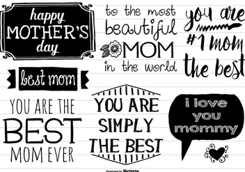 Cute Hand Drawn Motther's Day Labels - Kostenloses vector #378019
