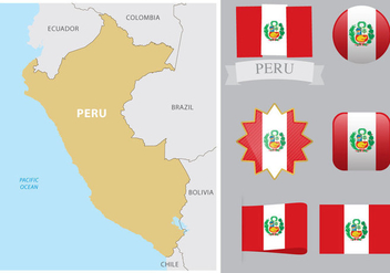 Peru Map And Flags - vector gratuit #378239 