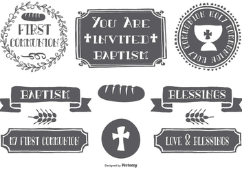 Hand Drawn First Communion Elements - Free vector #378949