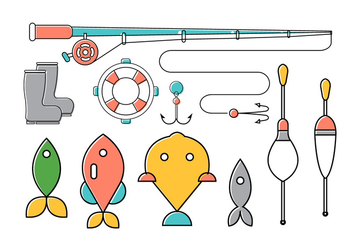 Vector Set of Fishing Tools - vector #379219 gratis