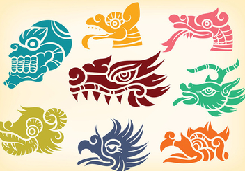 Decorative Quetzalcoatl Icons Vector - Free vector #381439