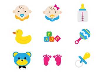 Baby Flat Icons - Free vector #381529