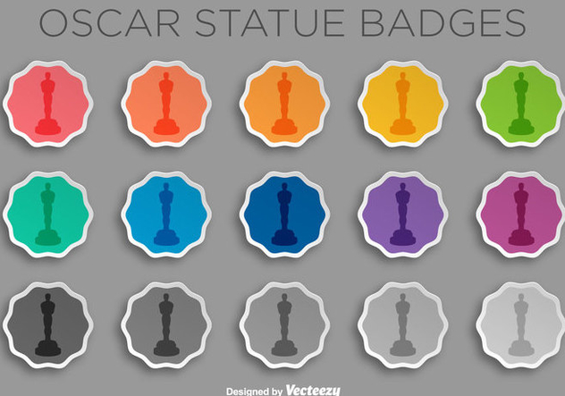 Vector Sticker Set With Oscar Statue Icon/Silhouette - бесплатный vector #382239